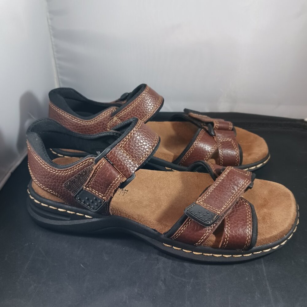 Dr. Scholl's Sandals Men's Size 7 M GUS Brown Pebbled Leather Fit Adjustable